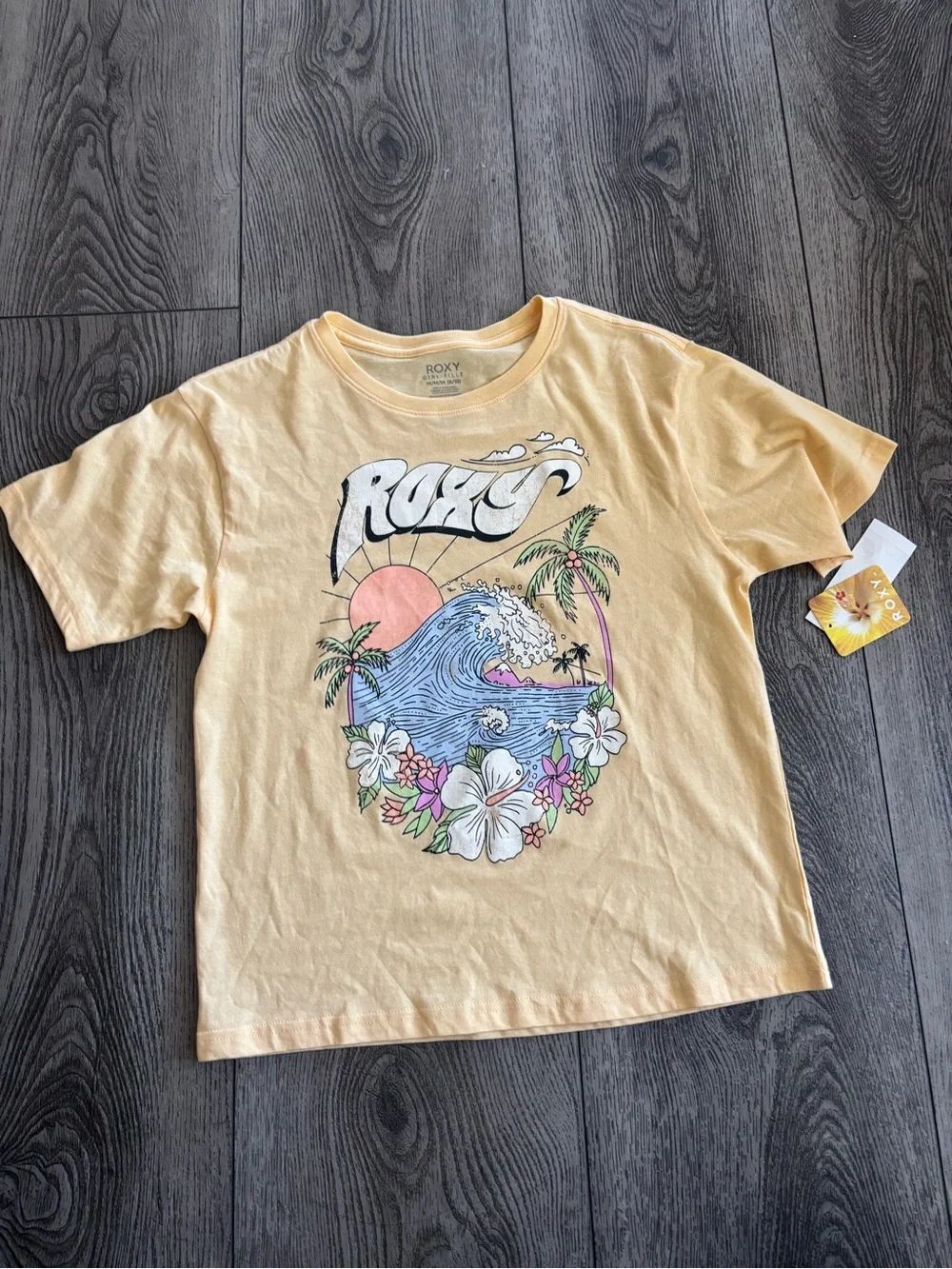 Roxy Yellow Tropical Wave Graphic Tee